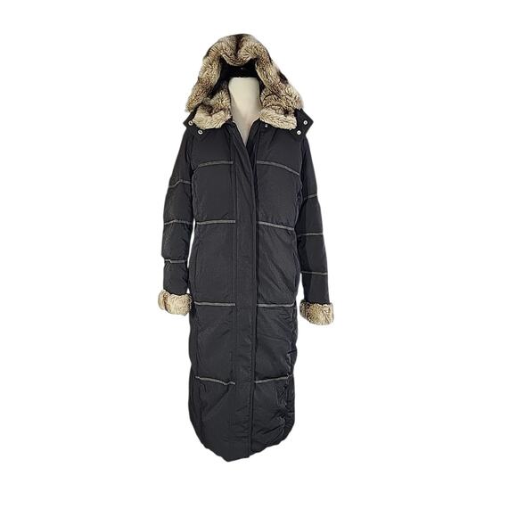 Platinum Utex Faux Fur Trim Down Parka Coat Black M Mobwife Penny Lane Winter - Picture 1 of 15
